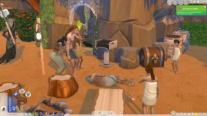 Grillecke und trauernde Steinzeit-Sims